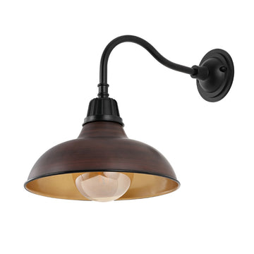 Aurora 12.25" Farmhouse Industrial Indoor/Outdoor Iron LED Gooseneck Arm Outdoor Sconce